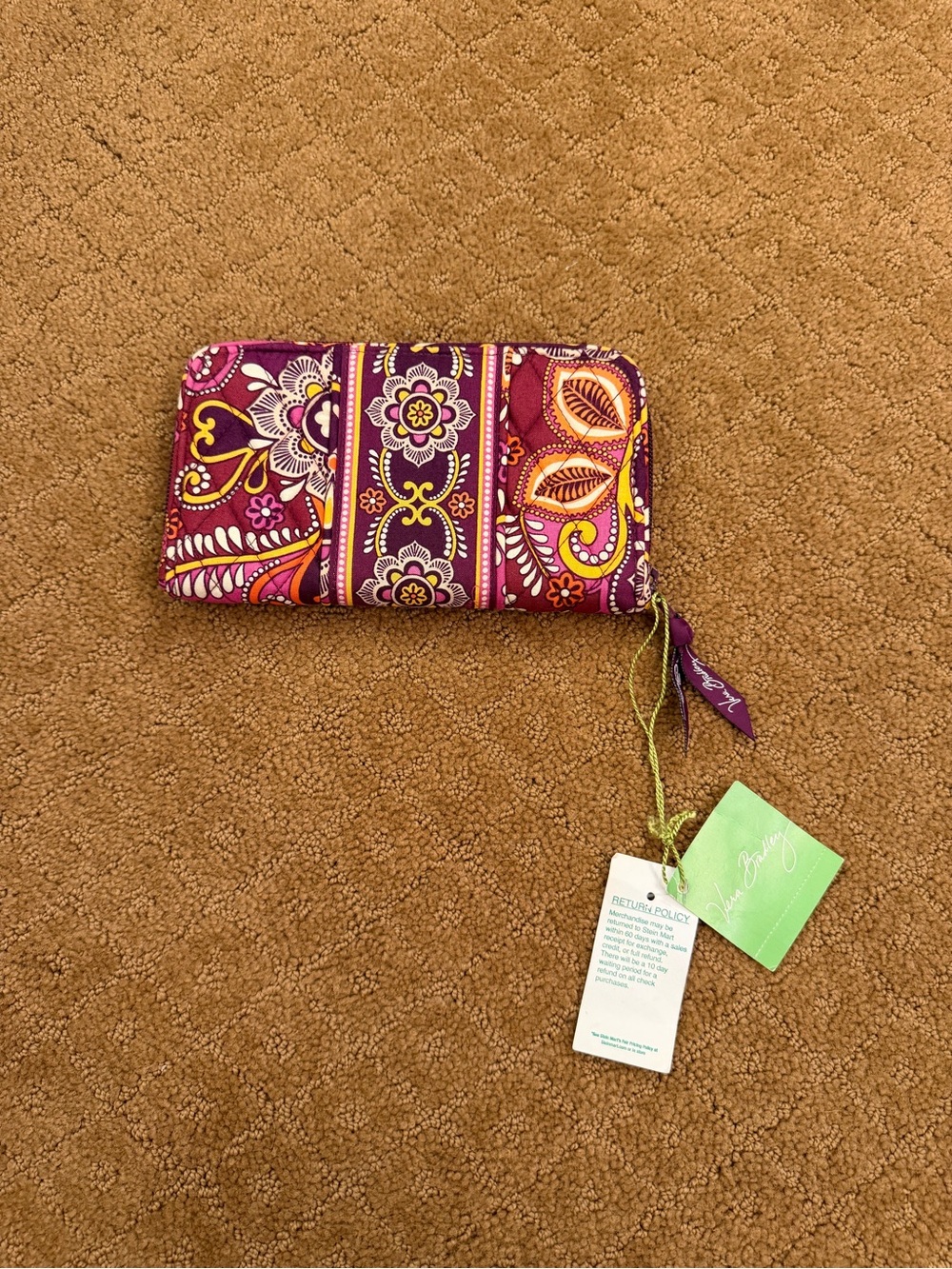 Vera Bradley Safari Sunset Purple Floral Accordion Wallet Zip Around NWT